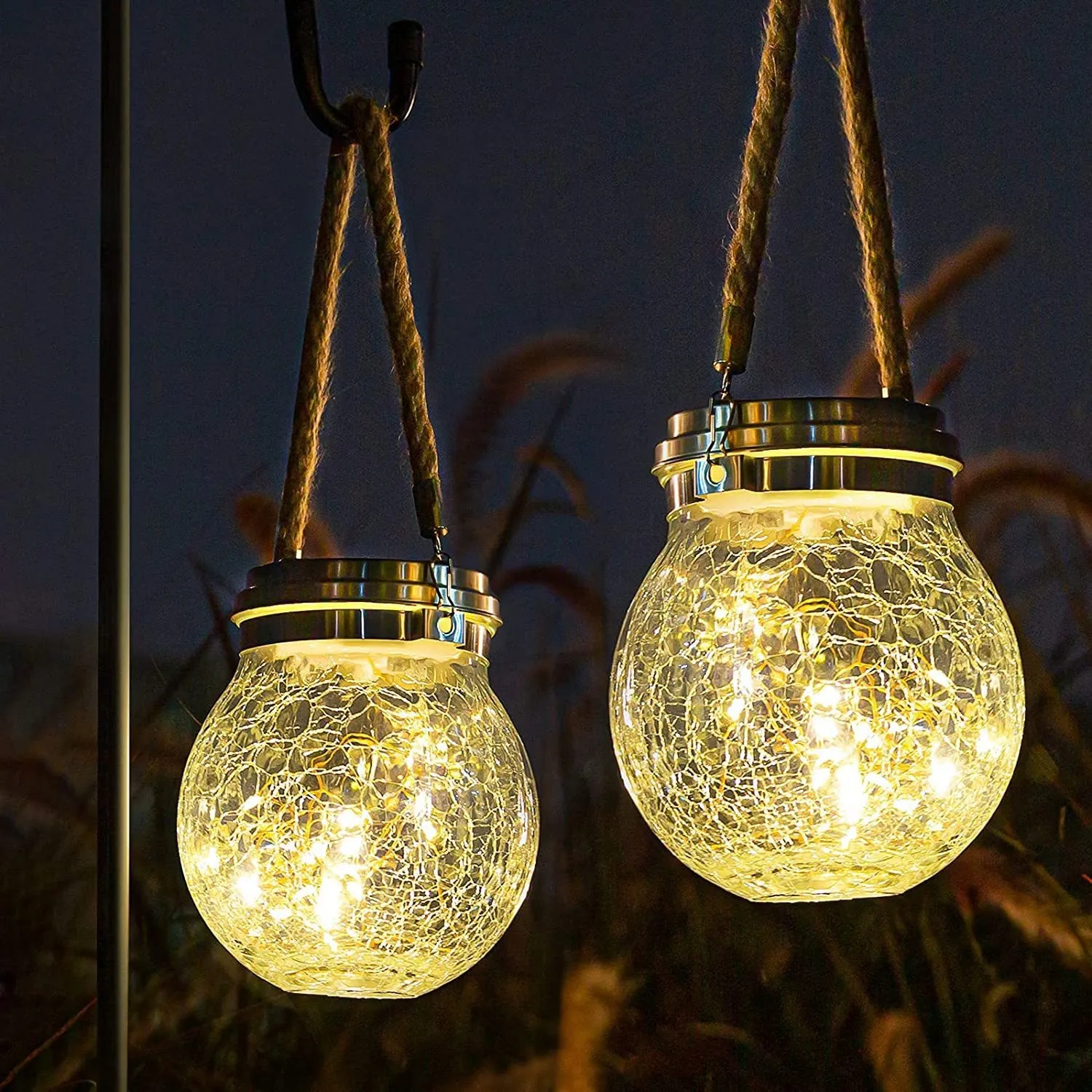 

Solar cracked hanging light, spherical glass jar light, outdoor decorative tree light, copper wire light, LED Christmas light