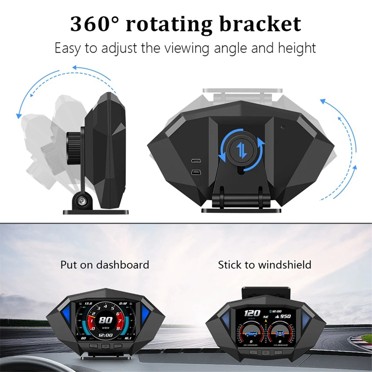 Pop P1 Car Heads Up Display OBD2 GPS Auto On-Board Computer Secu Super Deal Clinometer