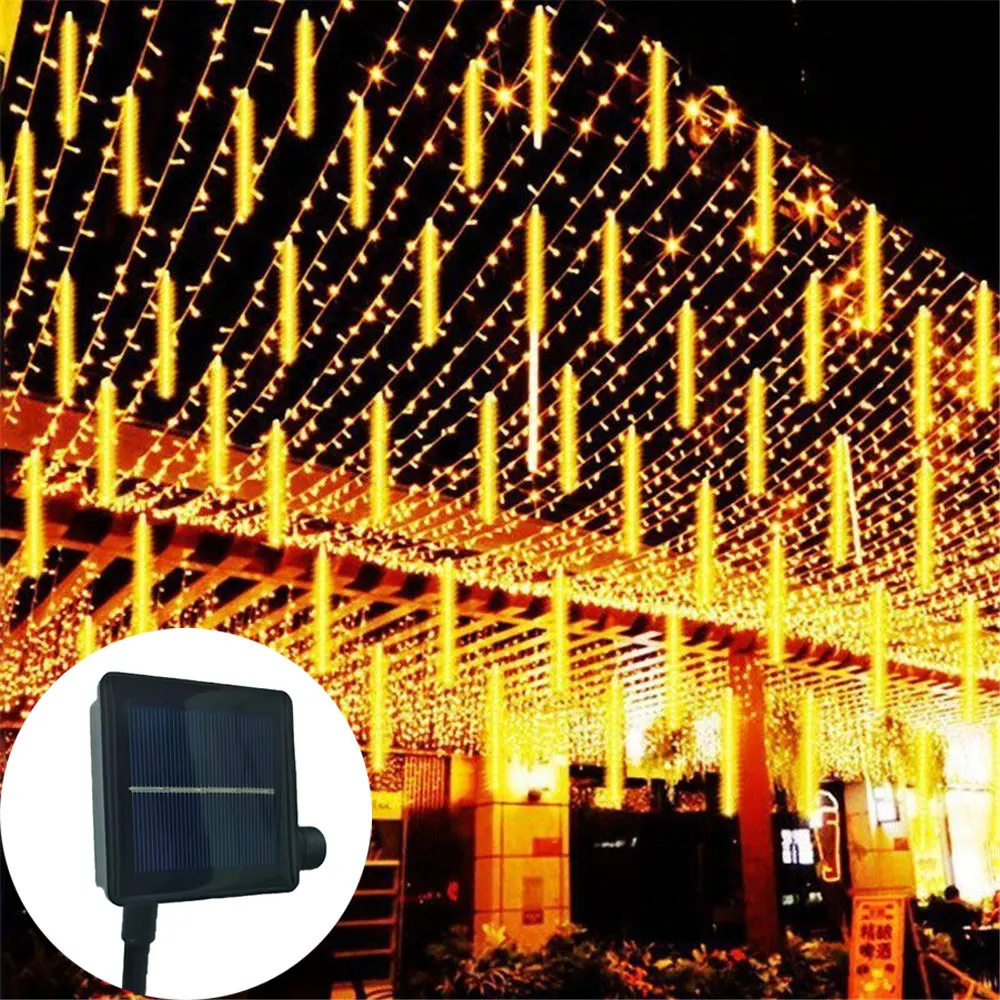 

30/50cm Outdoor Solar Meteor Shower Lights Falling Rain Drop Fairy String Lights for Christmas Party Garden Holiday Decorations