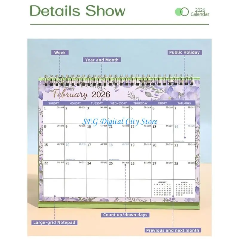 

U75B Настольный календарь на 2026 год Ежемесячный планировщик на 12 месяцев с января по декабрь для ежедневного планирования