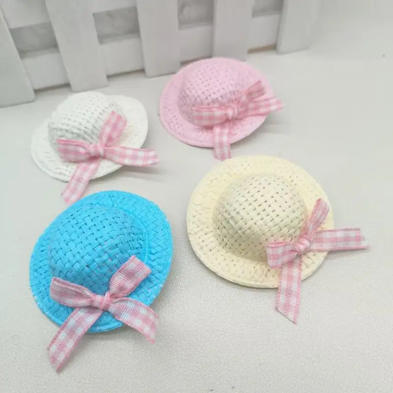 Sommer-Themen Mini-Strohhut-Haarspangen & Haargummis, weiche Pastell-Gingham-Schleifen für Mädchen, Haardekoration für Outdoor-Aktivitäten – Detail 4