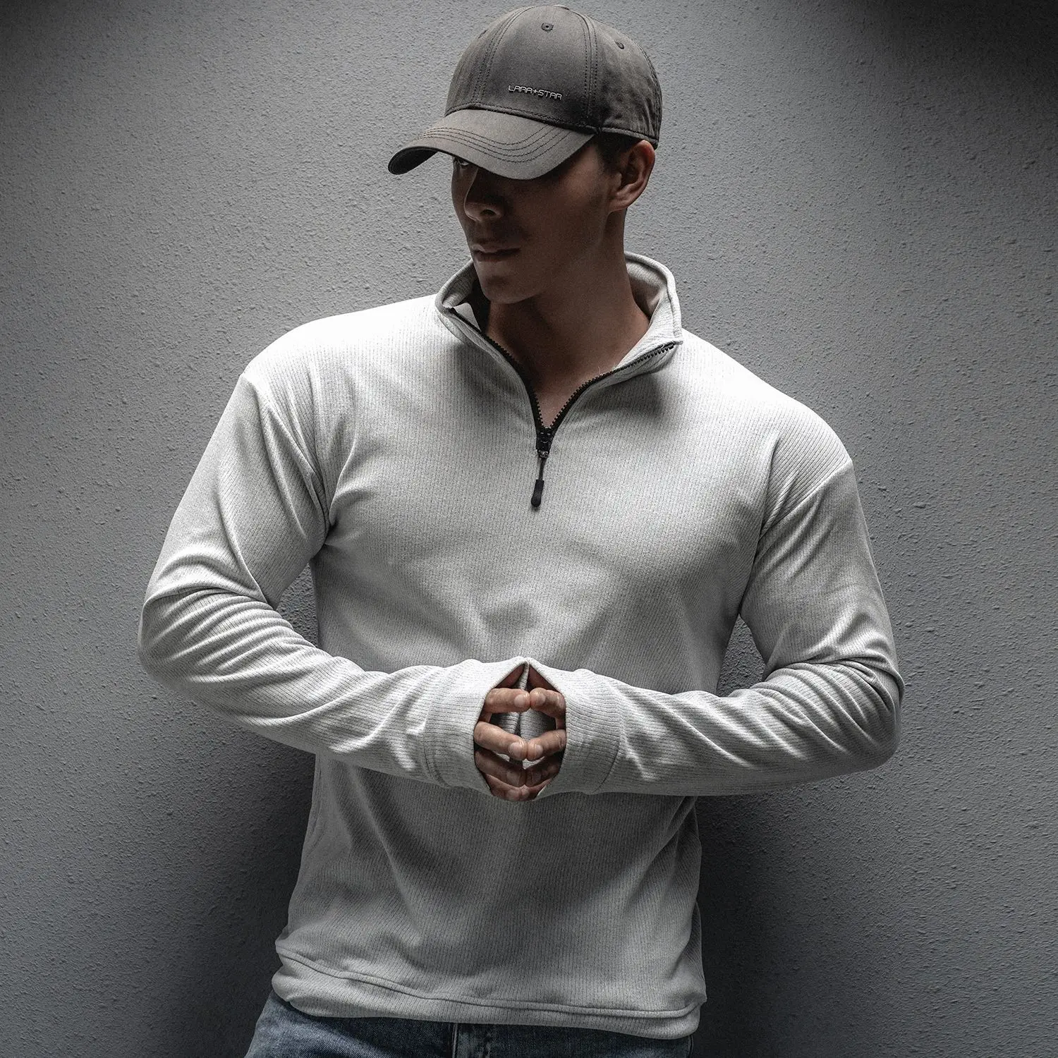 New spring and autumn Men\'s sports long sleeve fitness training Sports leisure running exercise stretch loose zipper long sleeve