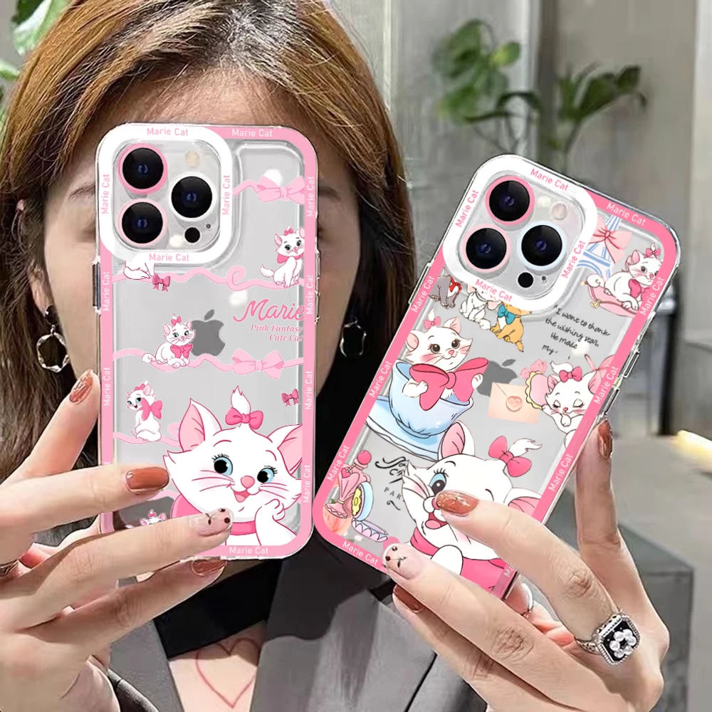 Disneies Marie Cat Phone Case For Xiaomi Redmi Note 13C 12 12C 11 10 10C 10s 9 9s 9A 9T 9C 8 7 Pro Max 4G 5G Transparent Cover