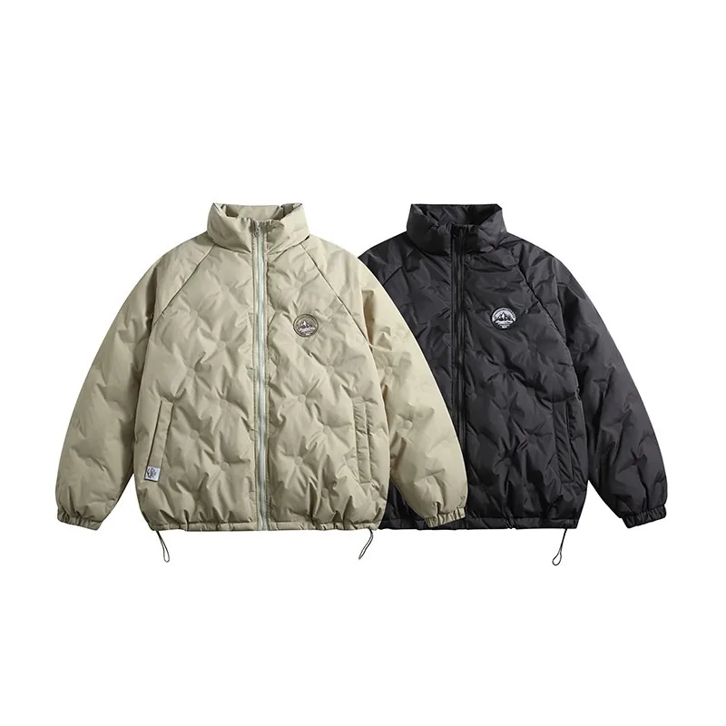 Modna, lekka kurtka puchowa męska w stylu amerykańskim ze stójką na zimę 2025, nowa, ciepła i odporna na zimno.