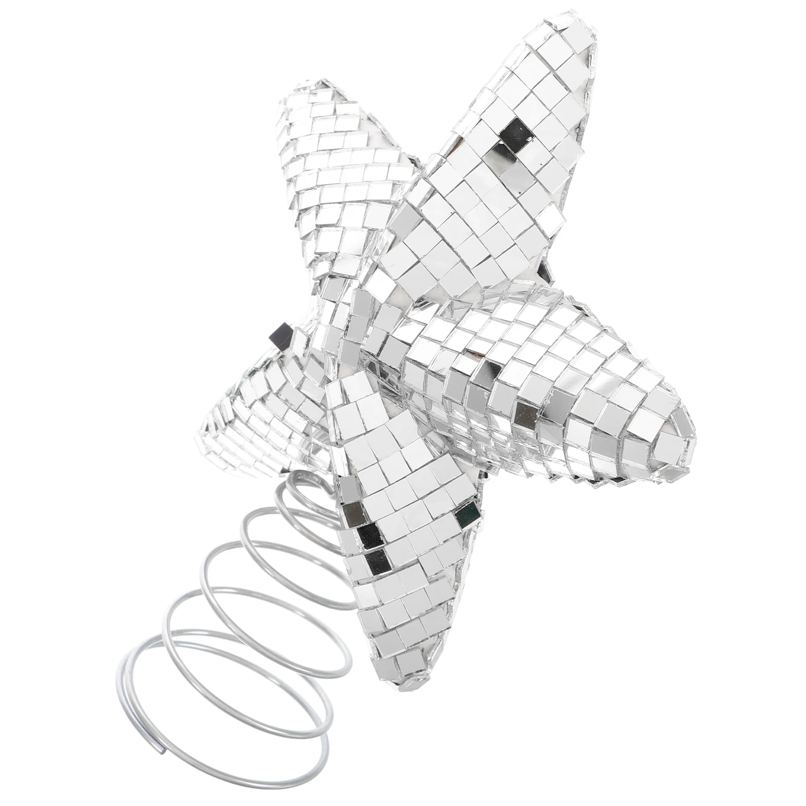 

15Cm Shiny Mirror Glass Star Ornament Christmas Tree Topper Glitter Pentagram Decor for Holiday Home Disco Ball Design