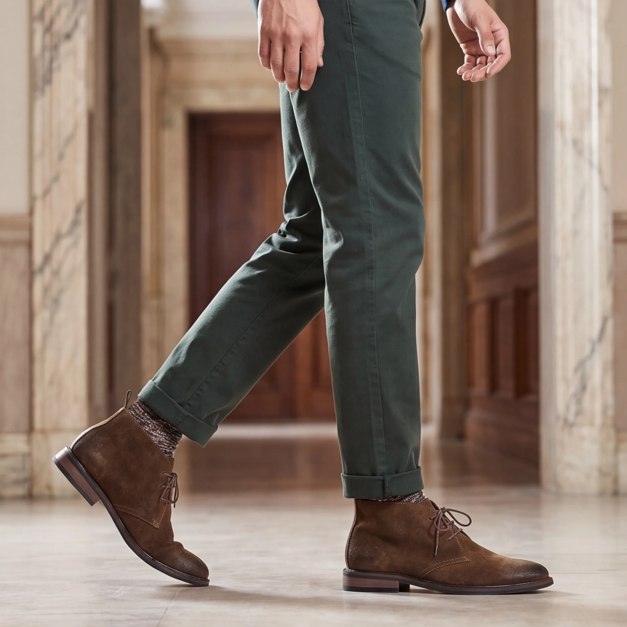 Echte Leder-Wüstenstiefel aus natürlichem Rindsleder, Herren-Chukka-Stiefel, modische, bequeme Marken-Knöchelstiefel aus Leder. # KD598 – Detail 7