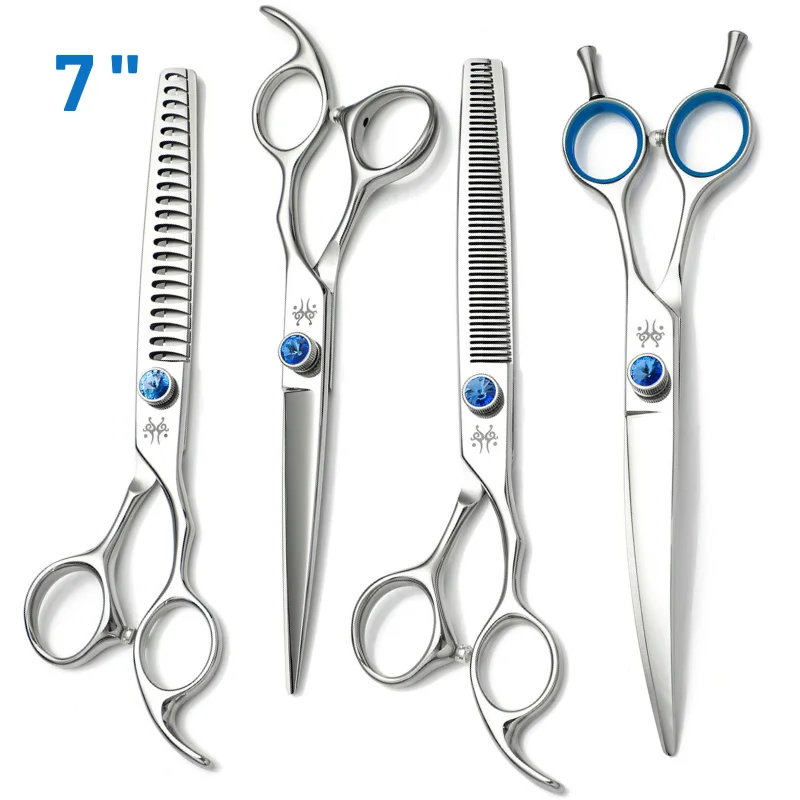 

JP440C Pet Scissors Dog Grooming Kit Hair Cutting 7in Professional Curved Thinning Chunker Shears tijeras peluquería canina 애견미용