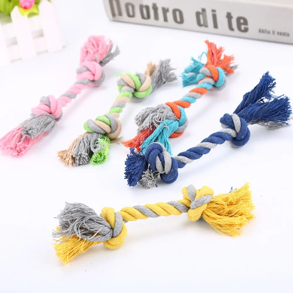 Cotton Dog Toys Chewing Rope Pet Molar Bite-resistant Knot for Small Dog Puppy Relieving Stuffy Cleaning Teeth Pet Chew Toys