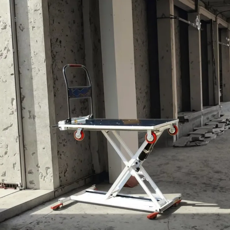 【Best-selling】Electric Push Lift Platform Cart CE Transporting Heavy Loads Self Loading Hand Trolley Scissor Lift Table Flat Lif