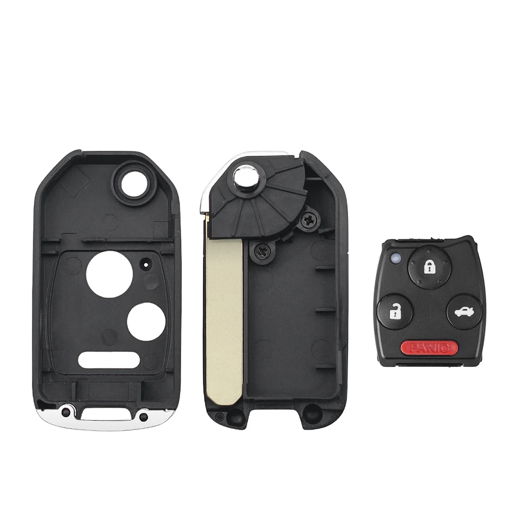 KEYYOU 2/3/4 Buttons Modified Flip Remote Car Key Shell Case For Honda Accord Civic 2006-2011 CRV 2018 Pilot fit With Button Pad