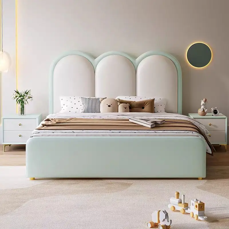 ！@Soft Kids Bed Cartoon Creative Modern Minimalist Luxury with Guardrail Slide for Children Bedroom