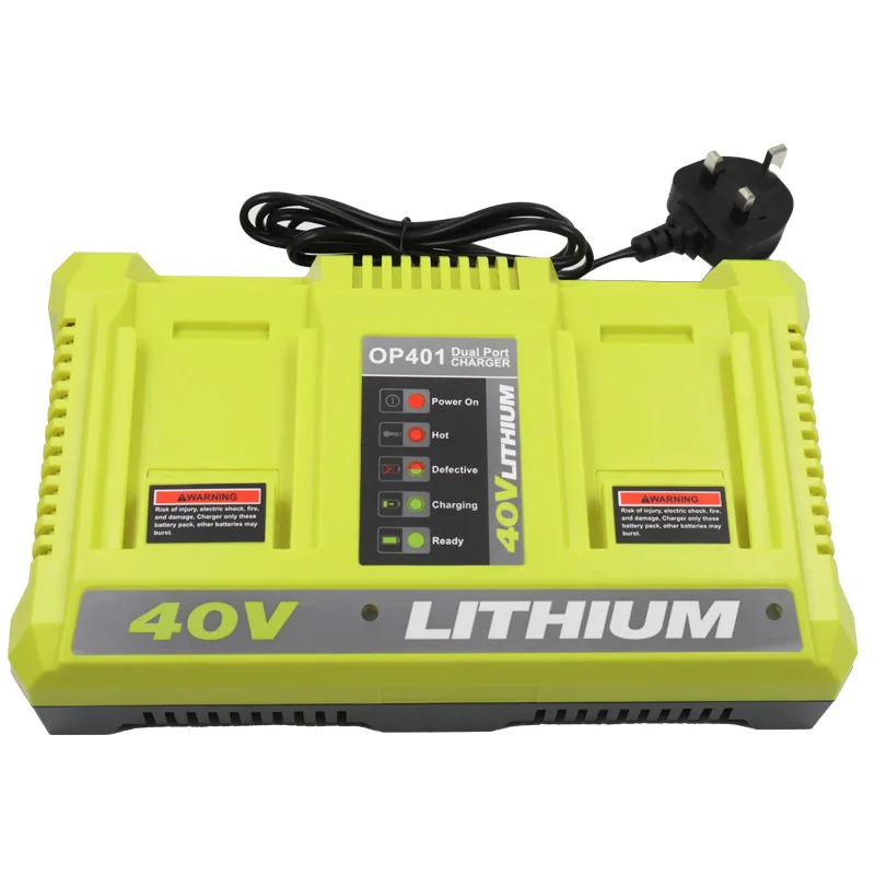 LUB40V Dual Slots Charger OP401 For Ryobi 36V 40V Lithium Battery OP4015 OP4026 OP4026A OP4030 OP4050A OP4040 OP400A OP403A