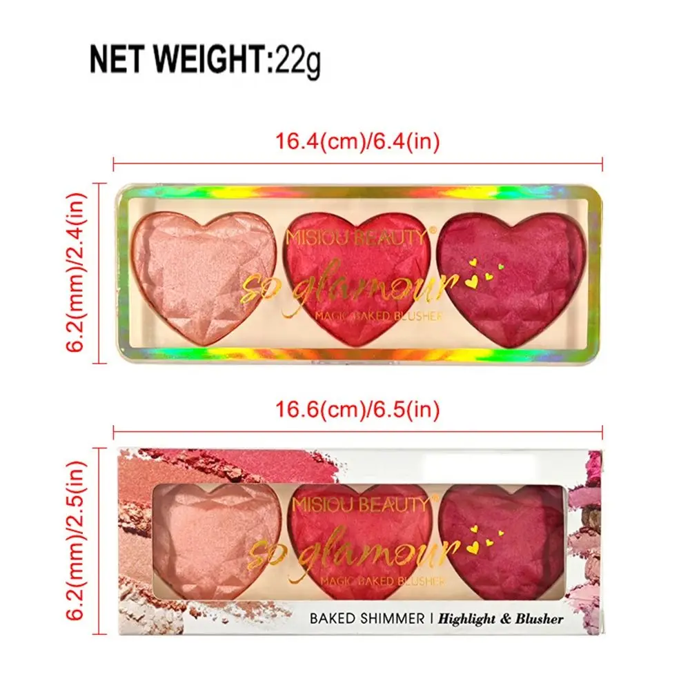 Glitter Love-shape High Gloss Palette Fashion Lasting Waterproof Contour Blusher Palette Multi-Color Shimmer Rouge Plate Women