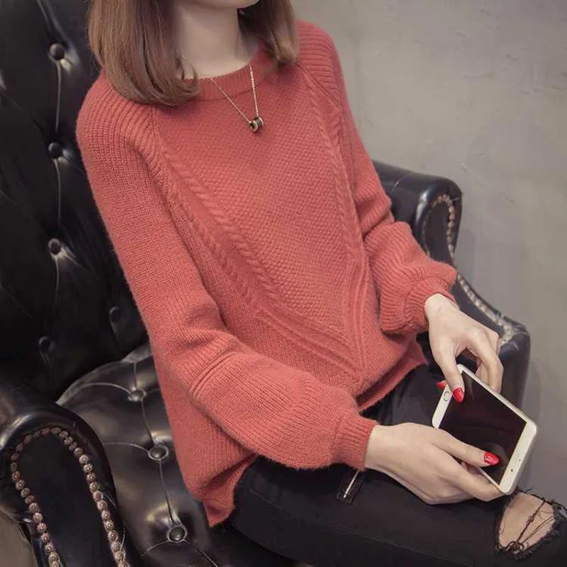 Fashion O-Neck Solid Color Knitted All-match Sweaters Women's Clothing 2022 Autumn New Oversized Casual Pullovers Korean Tops