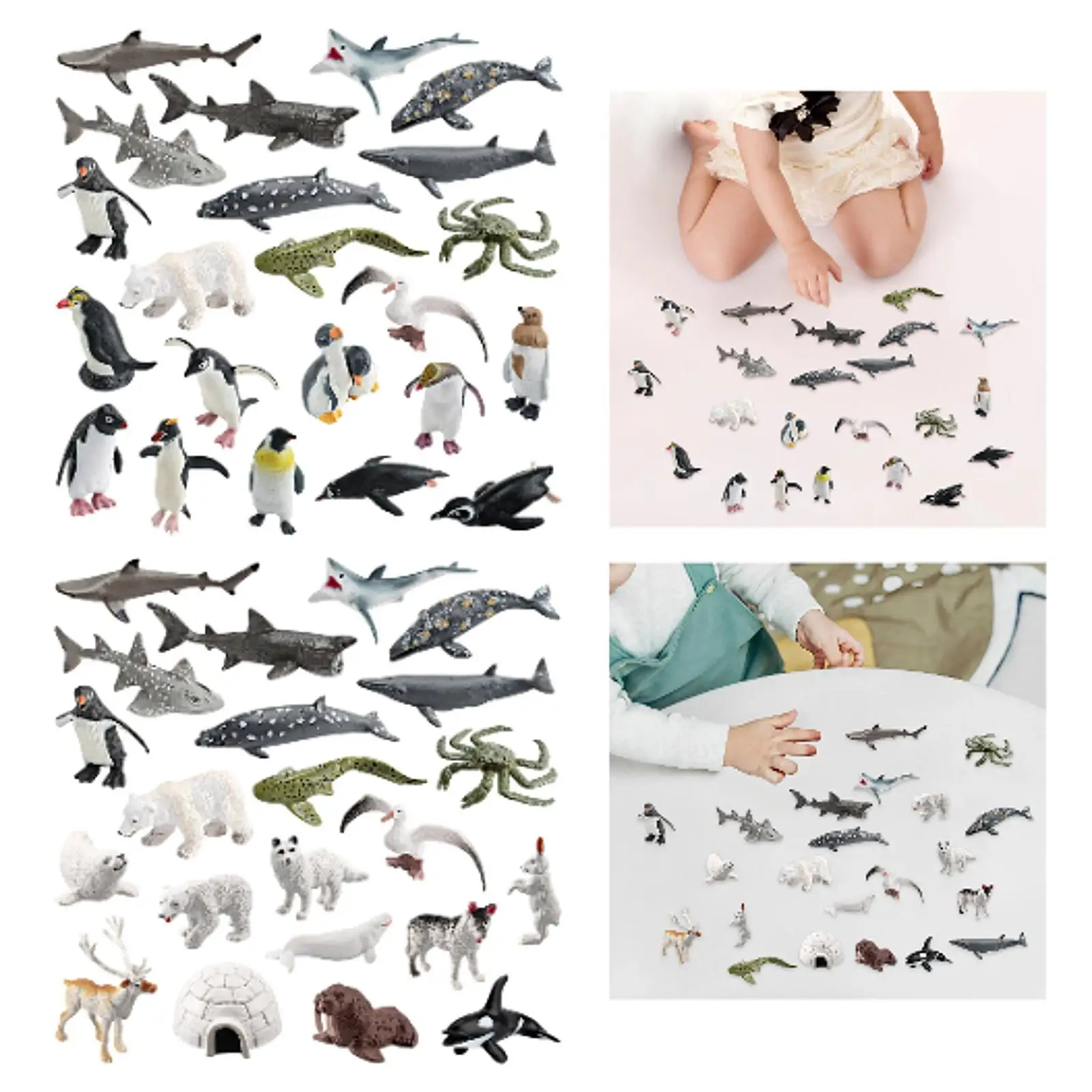 22x Sea Animals Figures Polar Animal Figurines for Teaching Aid Yard Scene