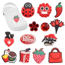 1-13Pcs PVC Strawberry Chili Cool Shoe Charms Buckle Clog Hamburger Shoe Decoration Fit DIY Kids Cute Holiday Gift