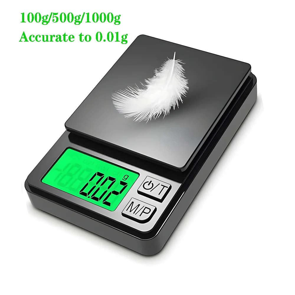 Báscula de cocina electrónica de 500g/0,01g, Mini báscula de bolsillo precisa para joyería, báscula de gramos con retroiluminación y calibración de tapa, báscula de café