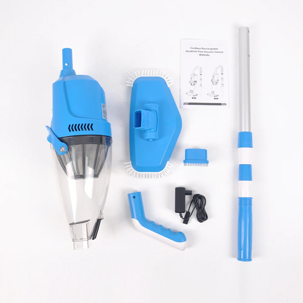 เครื่องดูดสิ่งสกปรกแบบมือถือแบบชาร์จไฟได้ เครื่องมือทําความสะอาดสระว่ายน้ําพร้อมการชาร์จหนึ่งชั่วโมงและการใช้งานตลอด 24 ชั่วโมง