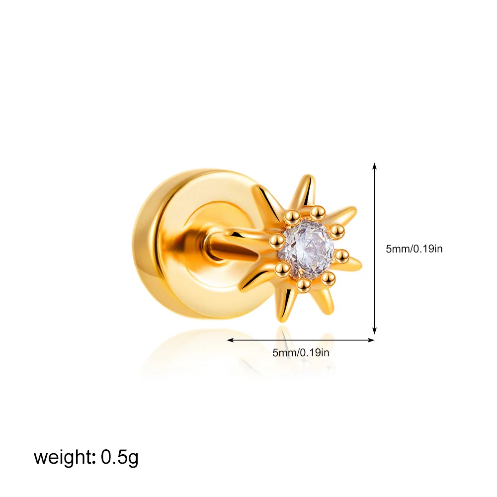1PC Chirurgische Edelstahl Ohrringe für Frauen Zierliche Ohrringe mit flacher Rückseite Ohrstecker 20G CZ Knorpel Helix Tragus Conch Lobe Piercing – Detail 18