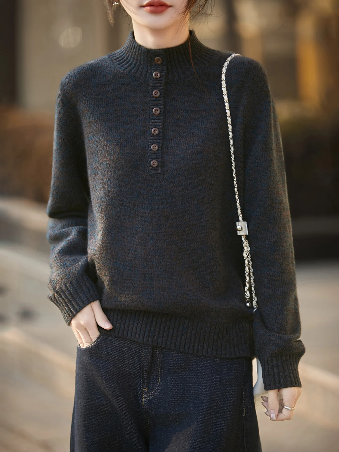 New Women's 30% Merino Wool Sweater Thick Autumn Winter Knitwear Loose Pullover Lady Blouse Long Sleeve Clothes Tops Soft Jersey view 2