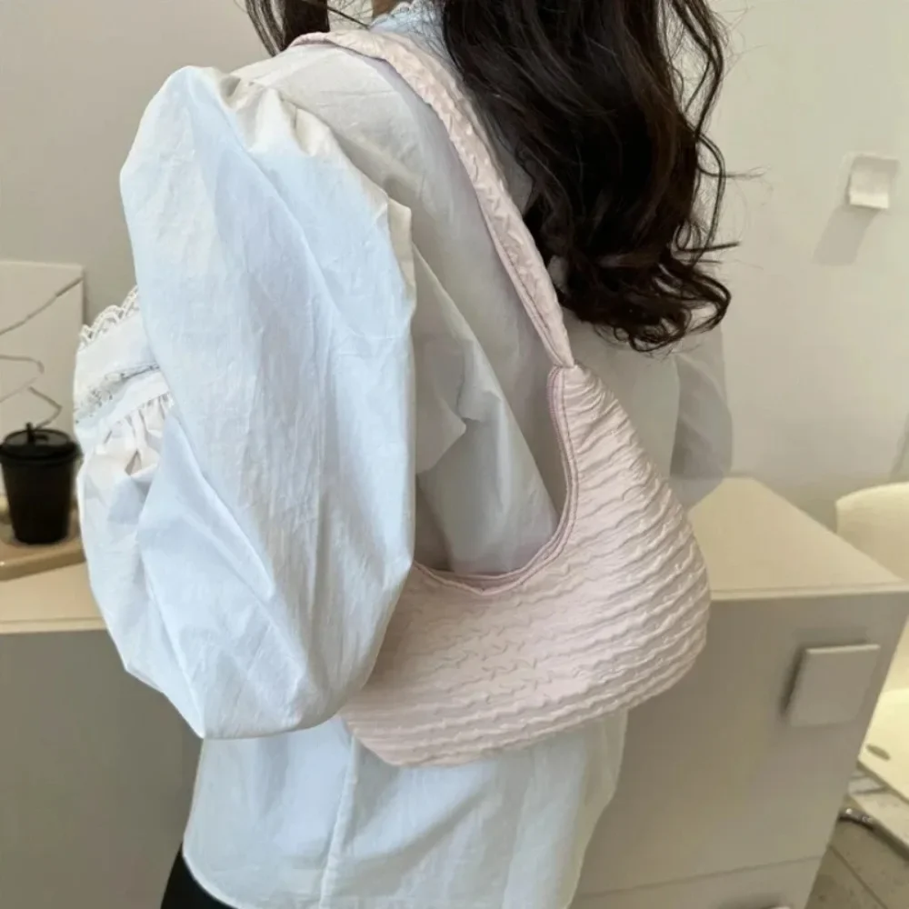 2024 Korean Version Soft Women Shoulder Bag Casual Simple Handbags Designer Artistic Style Underarm Bag Sweet Dumplings Bag