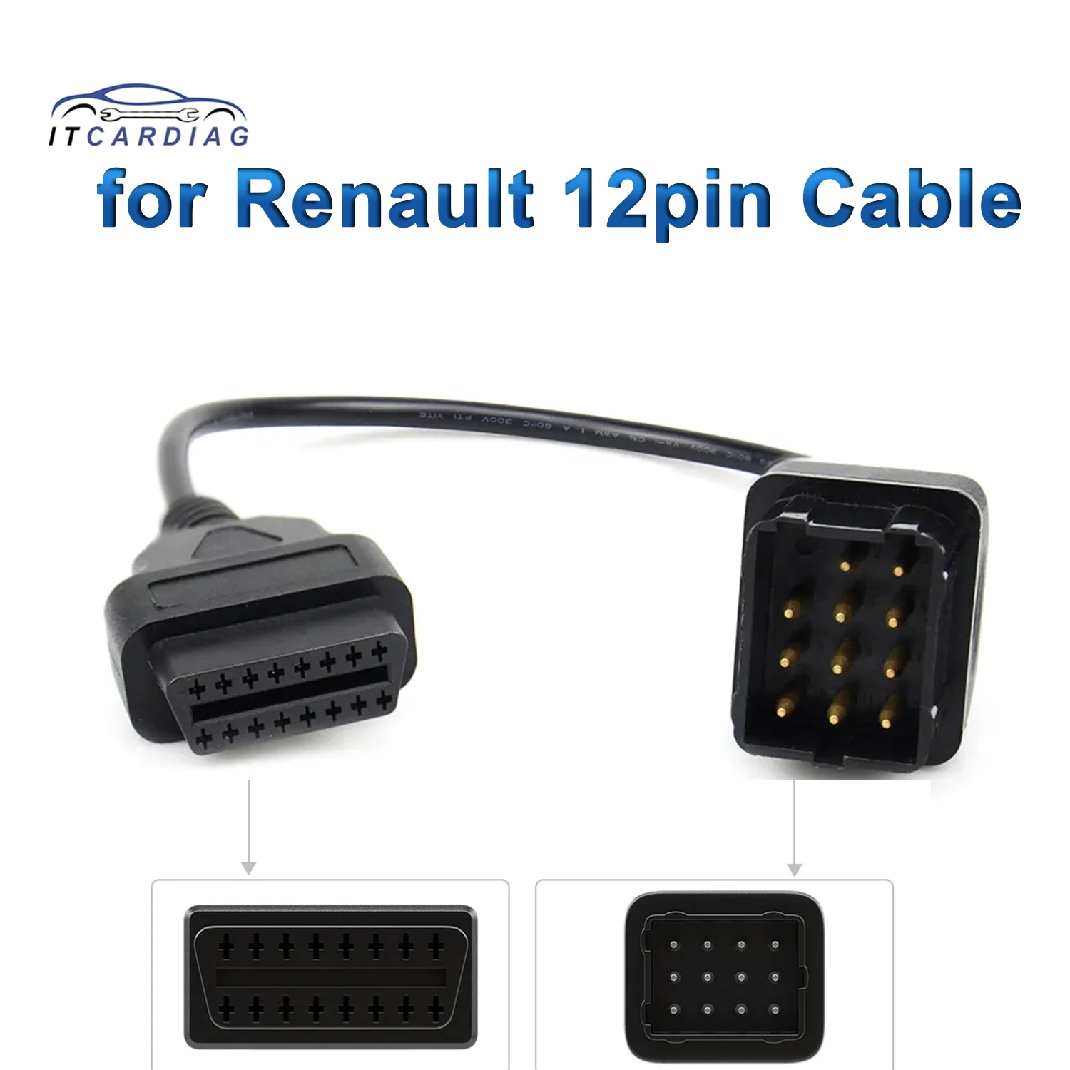 For Renault 12 pin Cable OBD OBD2 Connector Adapter Truck Diagnostic Cable Extension Cable 16pin for Renault 12pin