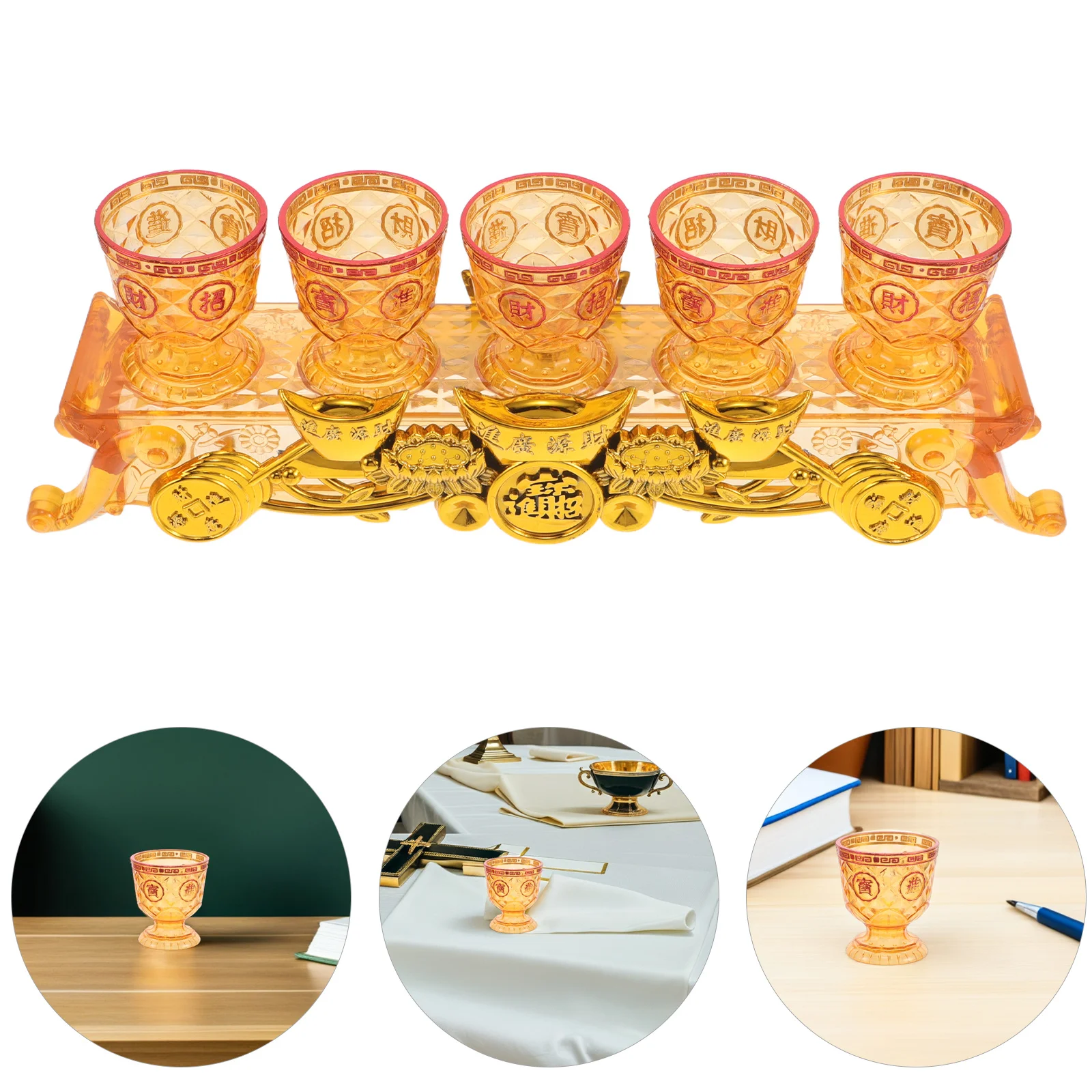 

1 Set Buddhist Offering Tea Cups With Base Gothic Chalice Altar Cup Ritual Bowl Glass Holy Water Vessel Vintage Drinking Glasses