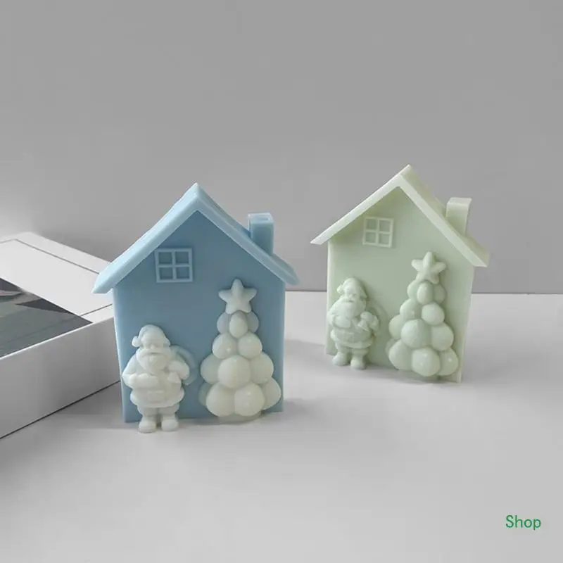 Dropship 3D Silicone Soap Molds Silicone Mold Christmas House Shaped Resin Moulds