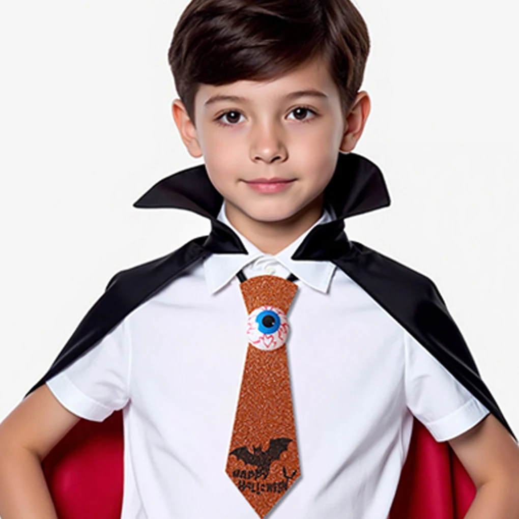 Straszny Halloweenowy Krawat z Podświetlanymi Oczami, Regulowane Paski, Złota Pyłka, Kokarda w Kształcie Nietoperza, Wielokrotnego Użytku, Realistyczne Rekwizyty na Halloween