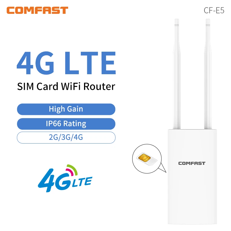 COMFAST 4g Sim Router Outdoor Waterproof WiFi CAT4 LTE Modem Routers 150Mbps AP for IP Camera/Outside WiFi Coverage 90+ Users