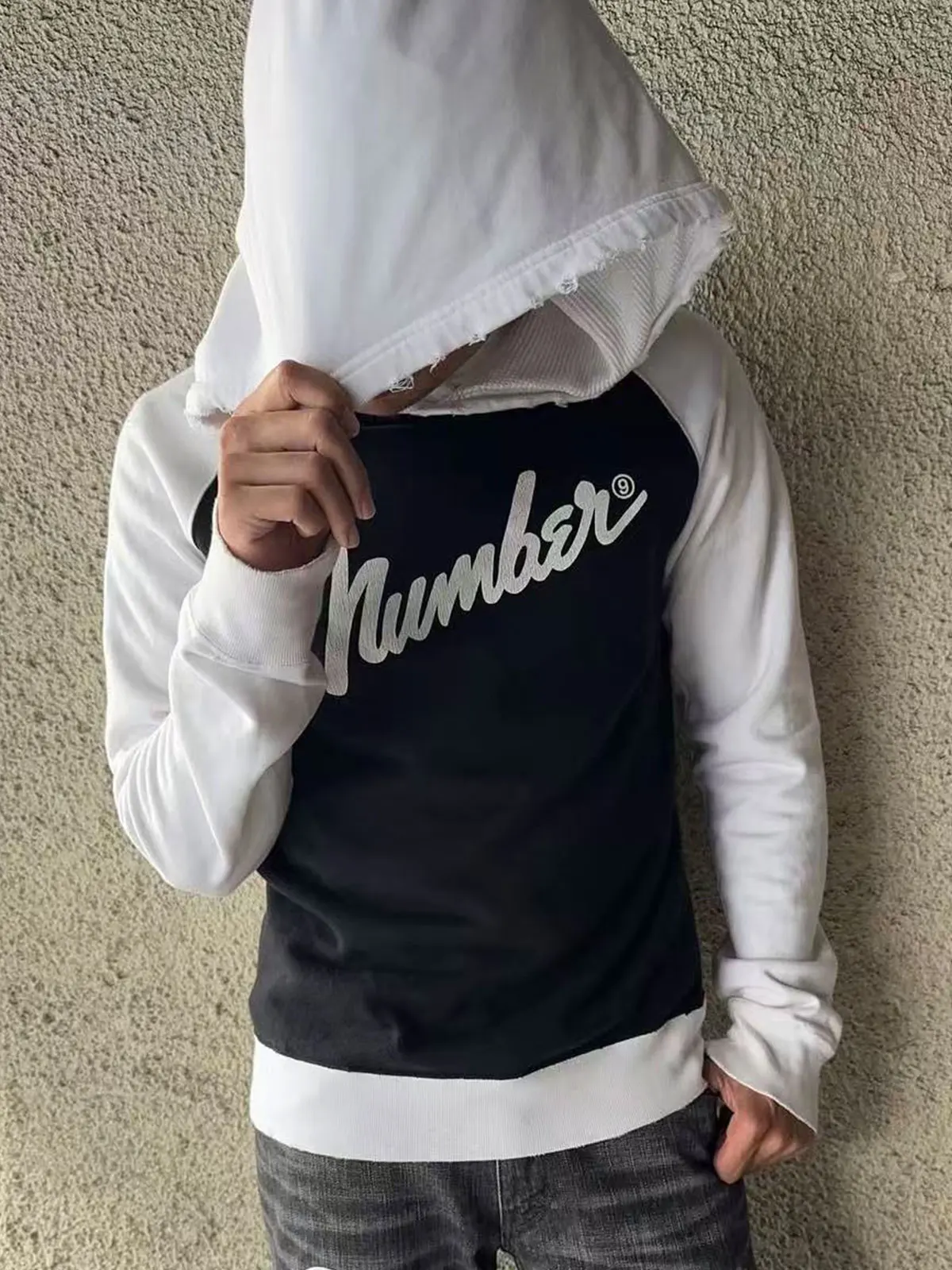 

Худи NumberNine High Street с лоскутным дизайном, дышащий хлопковый свитшот с длинными рукавами для мужчин и женщин, повседневная одежда