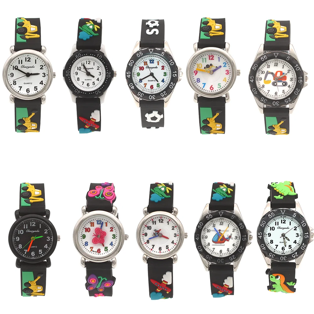 

Wholesale 10Pcs/Lot Mixed Bulk Boys Girl watch Black cartoon strap random pattern children watch