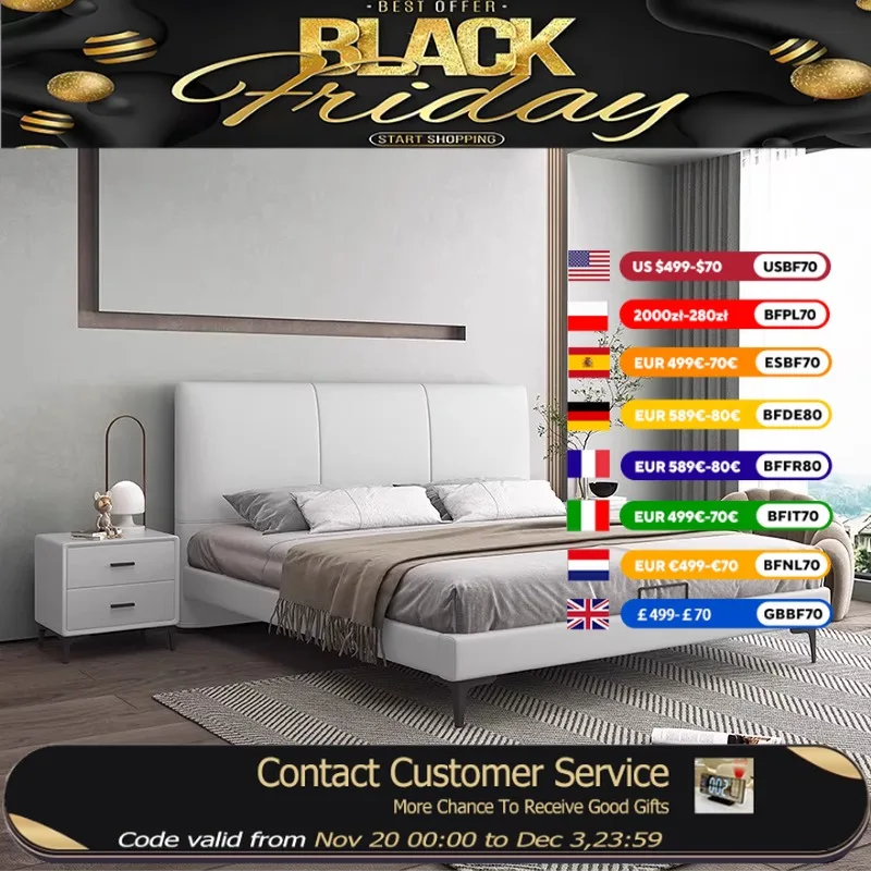 

Rustic Minimalist Double Bed Base White Leather Cheap Luxury Double Bed Frame Storage Modern Cama Matrimonial Bedroom Furniture