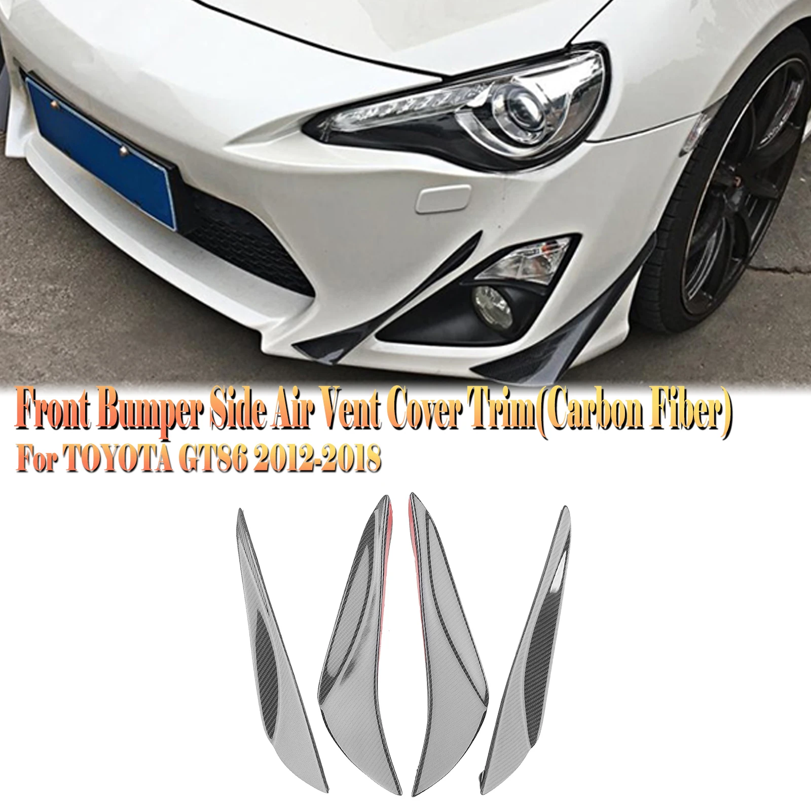 

Pop Front Bumper Side Air Vent Trims Cover For Toyota GT86 2012-2018 Real Carbon Fiber Fog Light Frame Spoiler Decorative Canard