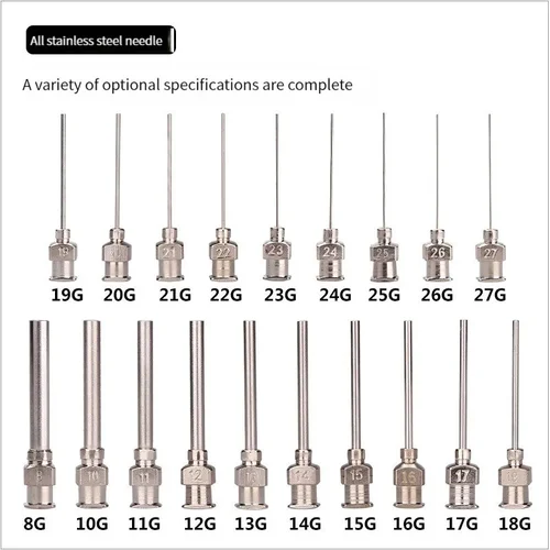 스테인리스 스틸 디스펜싱 바늘, 정밀 바늘 드립, 접착 및 접착 기계 소모품, 8G ~ 19G, 1 인치 