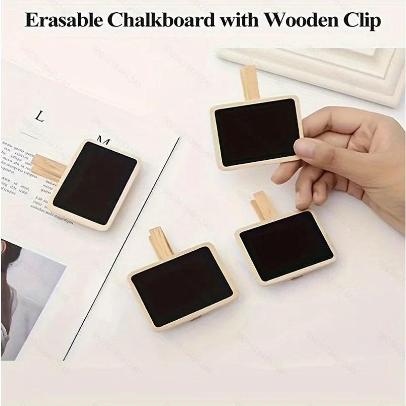 10 шт., мини-прямоугольный деревянный зажим для доски, цвет черного дерева для заметок, фотографий, бумаг, украшения, легко держать