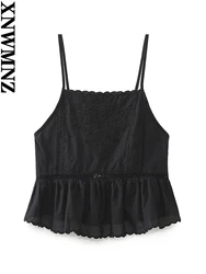 XNWMNZ Women's Fashion 2023 Embroidered Top Women Vacation Straight Neckline Adjustable Thin Straps Versatile Female Top