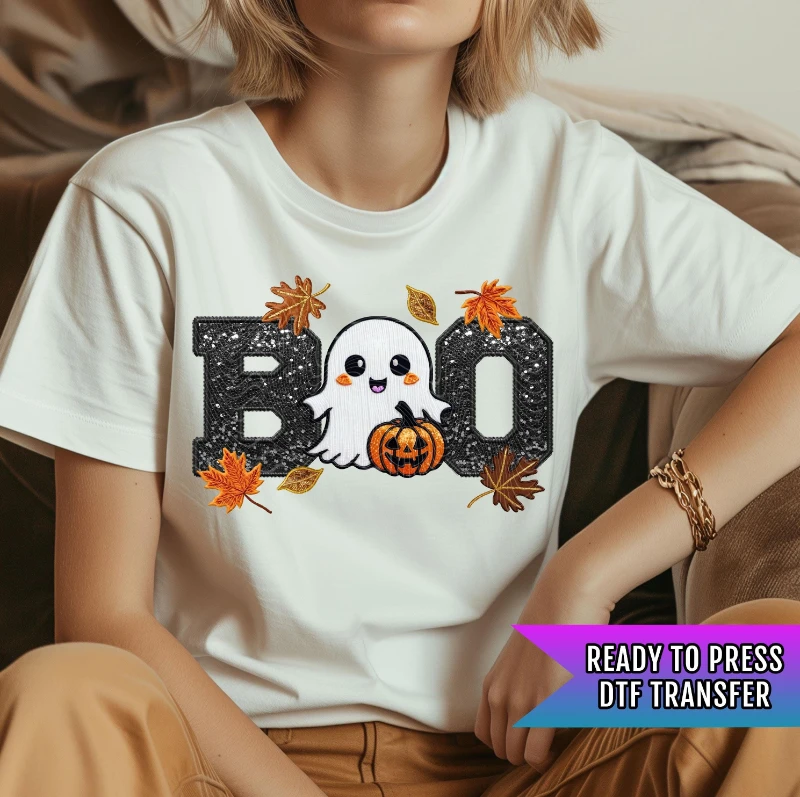 Women Graphic Tee Halloween Letters Tops Polyester Blend Casual Shirt Spooky Season Sign Black Cat Holiday Outfits