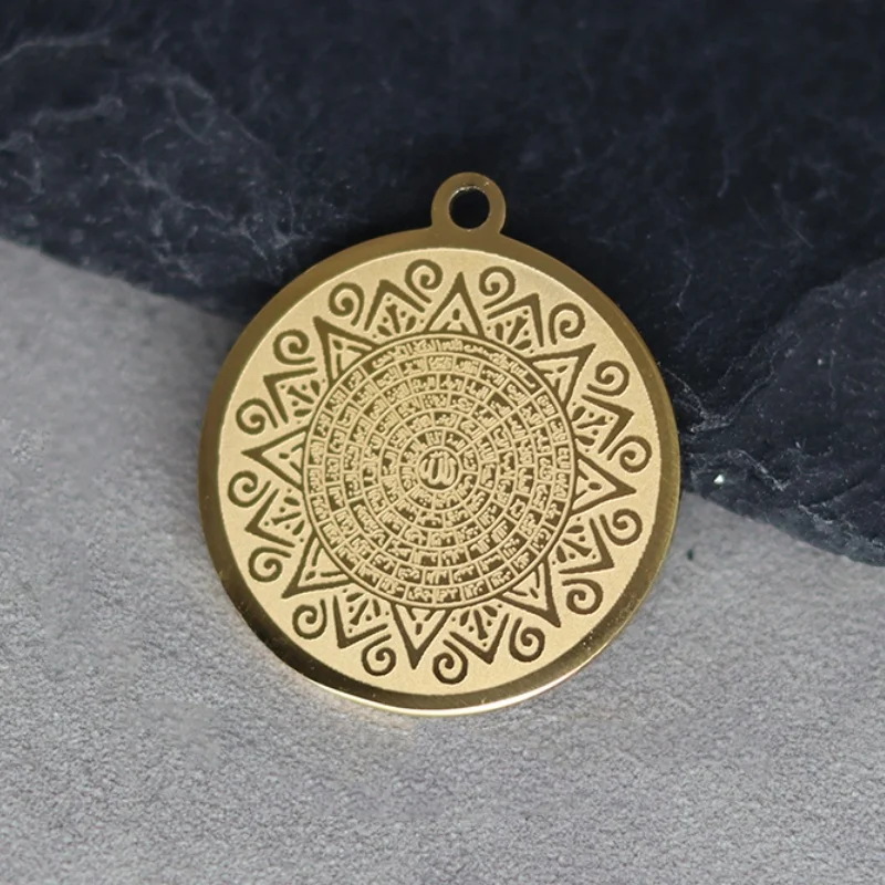 2pcs Trendy Men's Necklace Asmaulhusna Islamic Rune Flower of Life Stainless Steel Pendant Charms for Jewelry Making Accessories