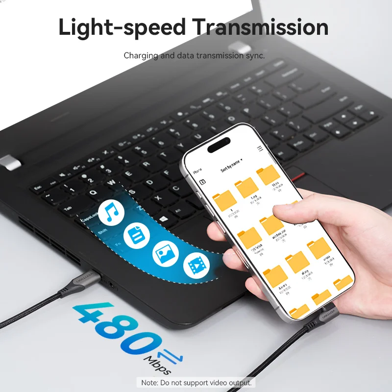 Кабель Vention USB Type-C, 90 градусов, 3 А, 60 Вт