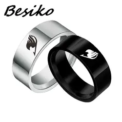 Besiko ventagli di Anime giapponesi Fairy Tail Ring Tattoo Badge smalto Cartoon anelli in acciaio inossidabile regali di gioielli Cosplay di moda