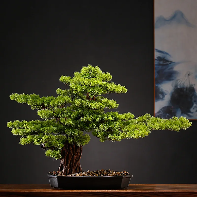 Simulated Welcome Pine New Chinese Ornament Bonsai Living Room Fake Tree Indoor Green Plant Decoration