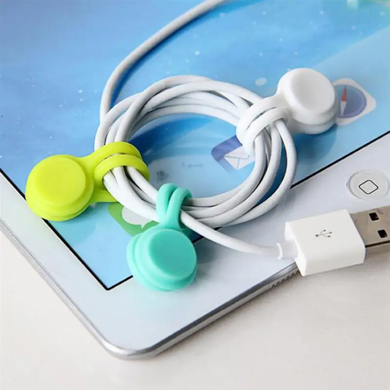 12 قطعة سيليكون كابل العلاقات الحبل الملونة كابل المنظمون المغناطيسي الحبل حفظة كابل المنزل