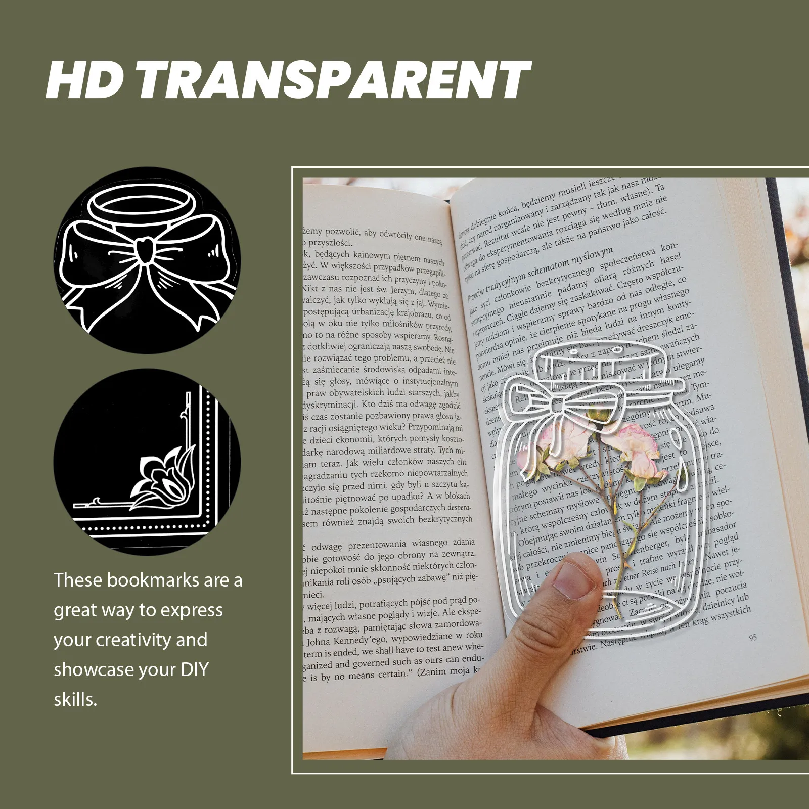 Dried Flower Bookmark - Marque-pages pour lecteurs, brodés de fleurs