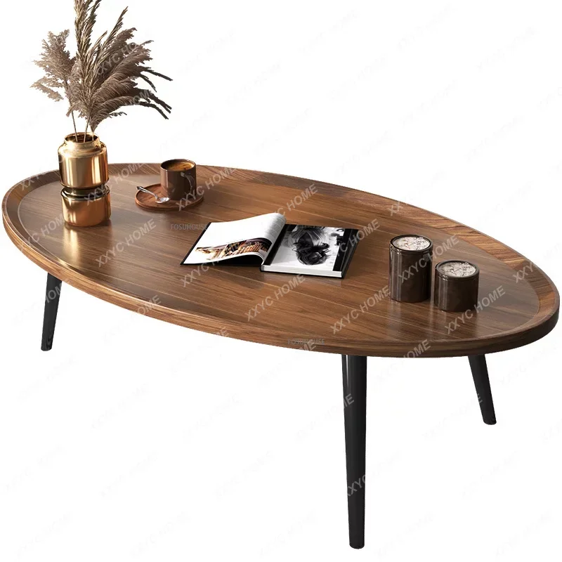 Light Luxury Oval Wood Table Coffee Living Room Furniture Home Coffee Table Tray Creative Round Sofa Side Tables Tatami Table