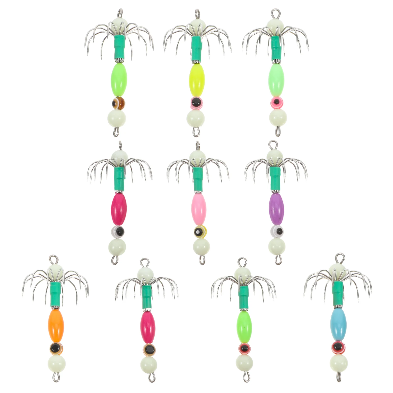 

10 Pcs Light Angling Hook Fishing Bait Glow Dark Squid Hooks Angling Lure Gear Catfish Bait Holder Fishing Glow Hooks