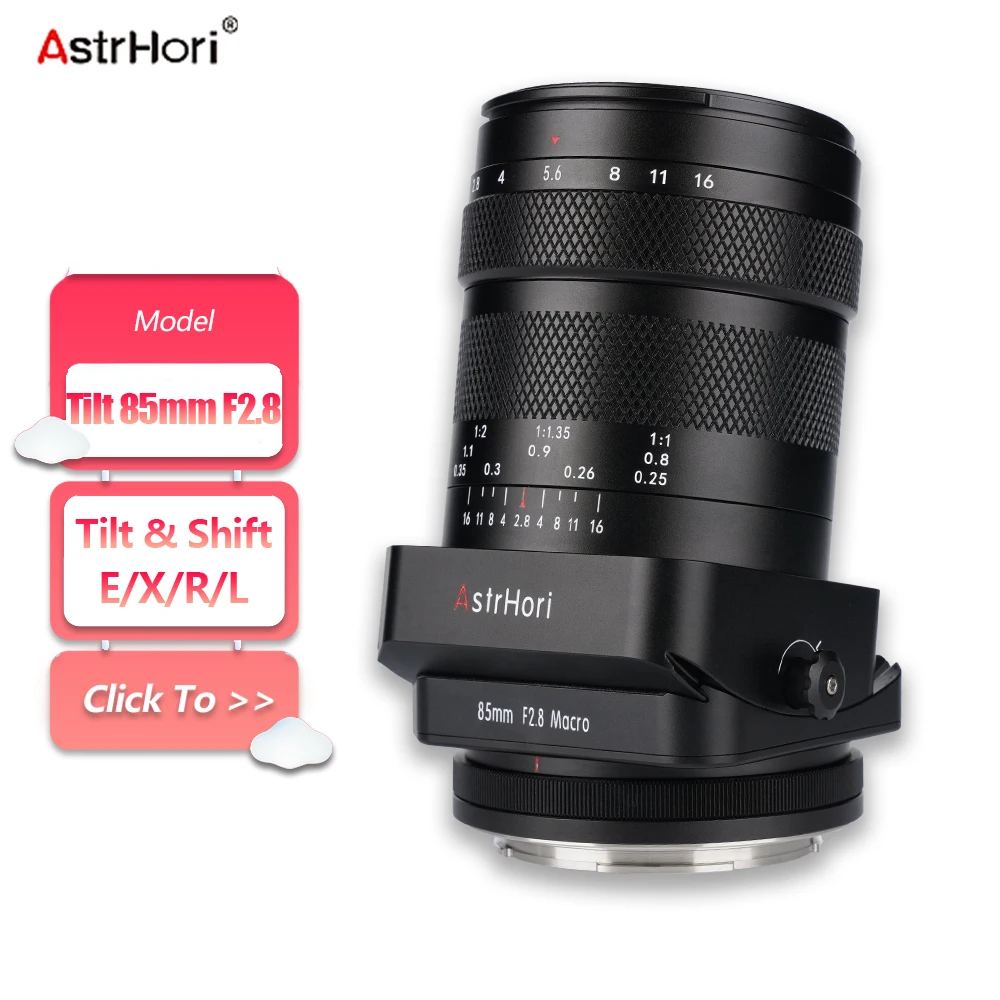 AstrHori 틸트 85mm F2.8 풀 프레임 미러리스 카메라 렌즈 (소니 E, 후지필름 X, 캐논 R L 마운트 호환) 곤충, 보석, 인물 사진 촬영용