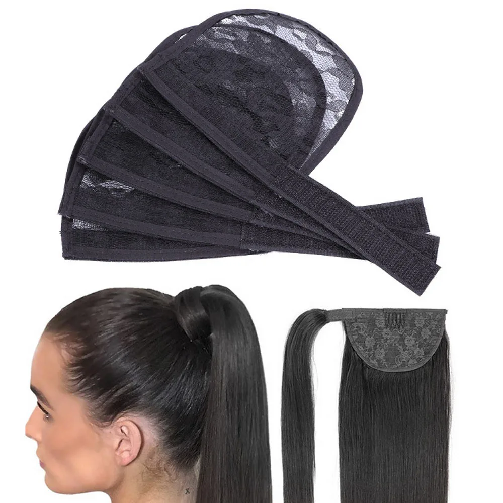 

1Pcs Black Ponytail Hair Nets Wig Making Cap With Hair Combs Women Wig Accessories Tools