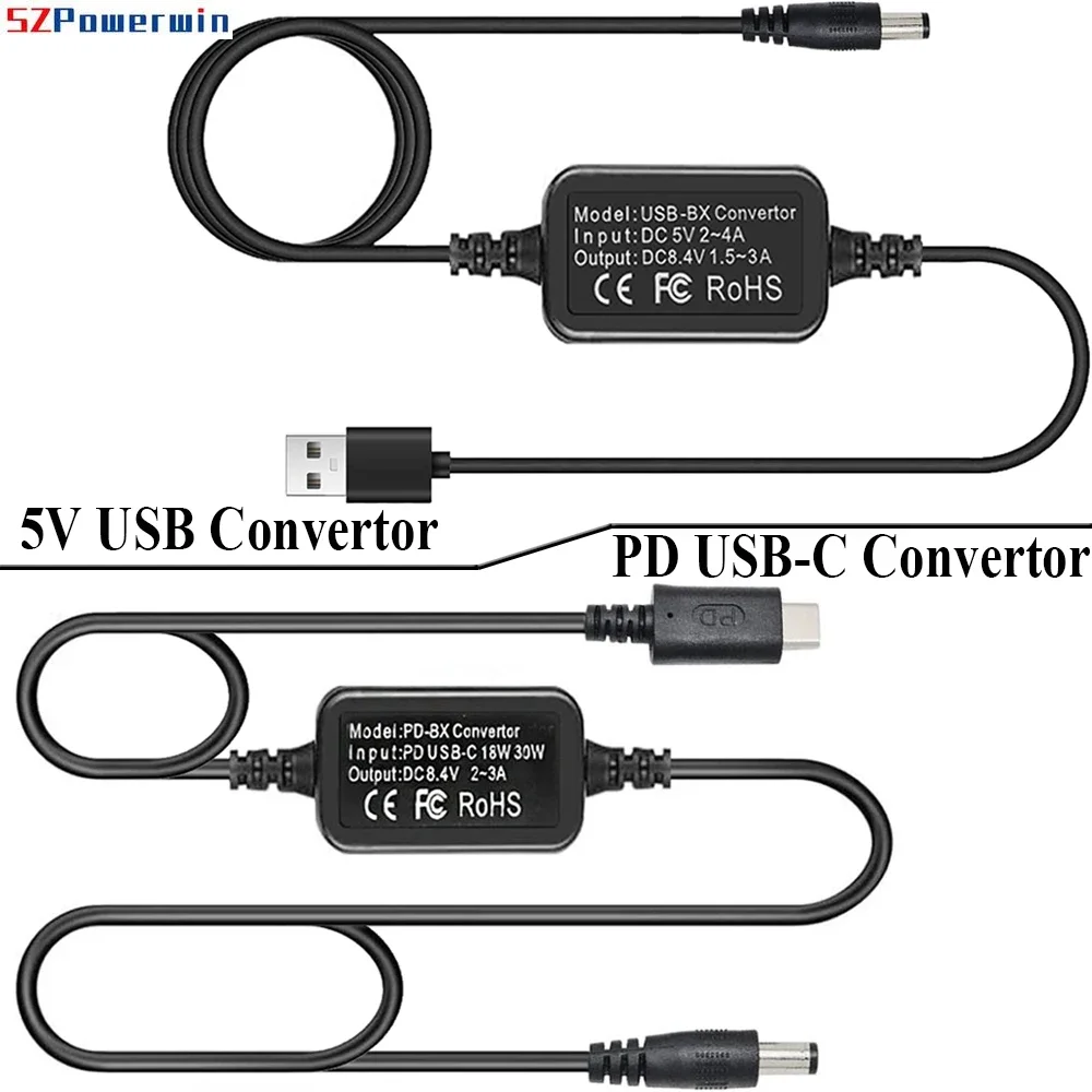 

5V USB / USB-C PD Convertor to 5.5*2.1mm for Camera DC Coupler AC-PW20 NP-FW50 FZ100 Canon DR400 DR-E6 LP-E6 DR-E18 LP-E17 DCC3