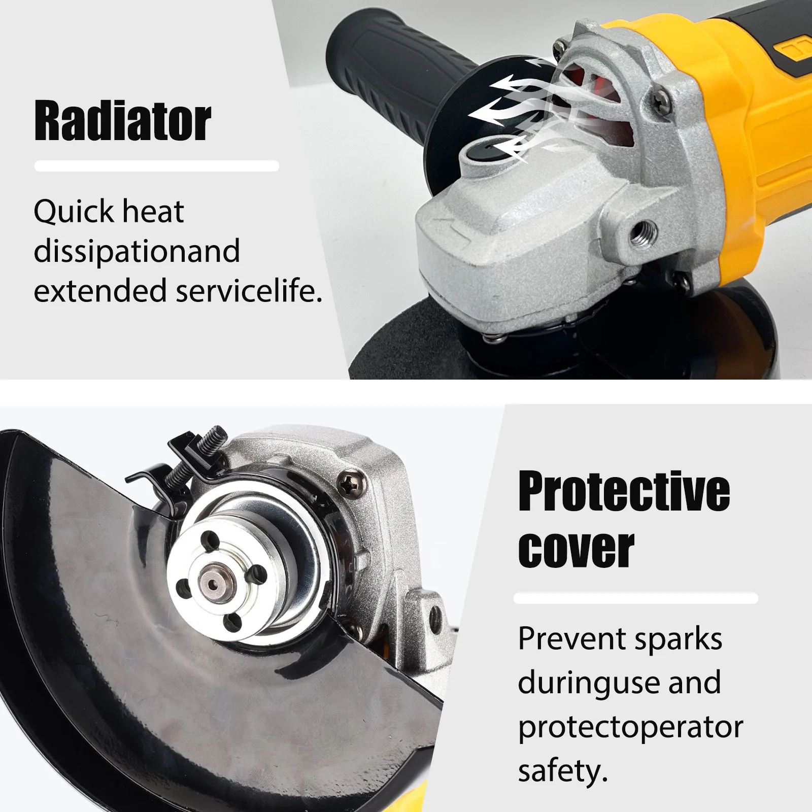 Cordless Angle Grinder, Electric Angle Grinder Compatible with Dewalt Battery, Grinder Power Tool With 11000 RPM &115mm 5